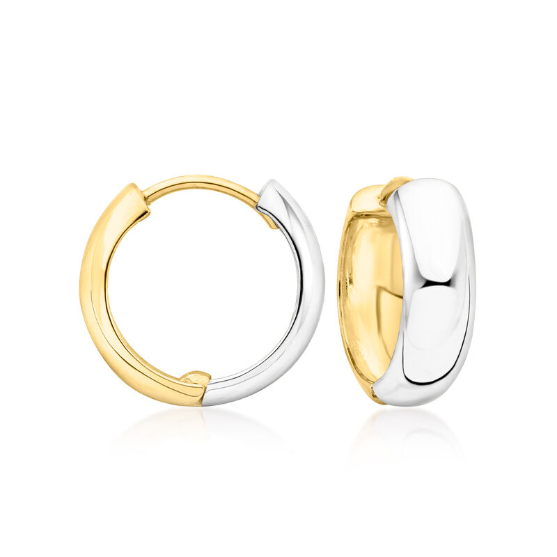 Sterling Silver and 18kt Gold Over Sterling Reversible Hoop Earrings. 5/8"