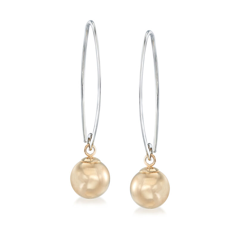 14kt Yellow Gold Bead Drop Earrings with Sterling Silver image number 0