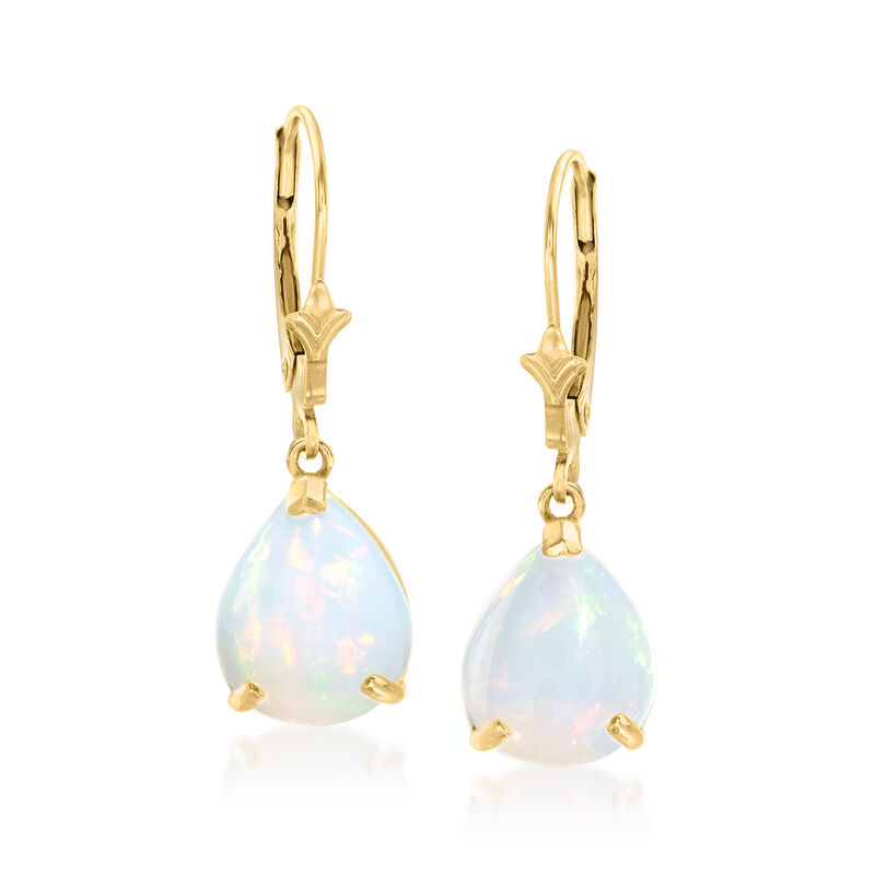 Opal Fleur-De-Lis Drop Earrings in 14kt Yellow Gold image number 0