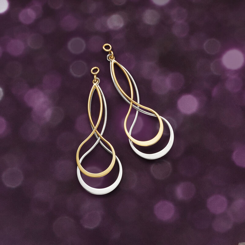 Sterling Silver and 14kt Yellow Gold Earring Jackets image number 5