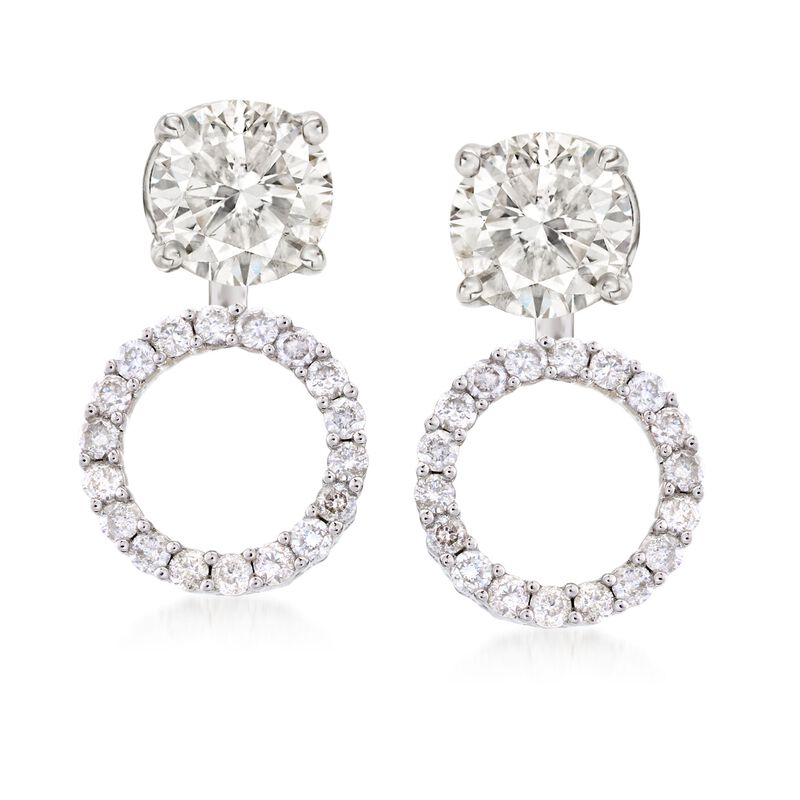 .51 ct. t.w. Diamond Open Circle Convertible Drop Earring Jackets in 14kt White Gold image number 3