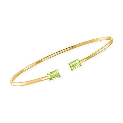 Italian 1.40 ct. t.w. Peridot Cuff Bracelet in 14kt Yellow Gold
