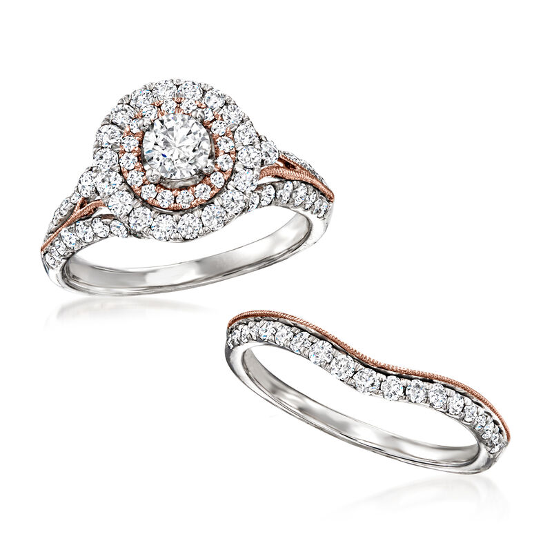 2.00 ct. t.w. Diamond Bridal Set: Engagement and Wedding Rings in 14kt Two-Tone Gold image number 3