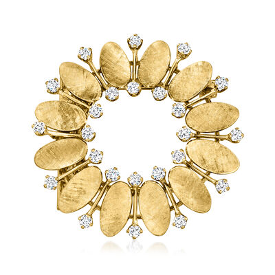 C. 1980 Vintage Piaget 1.20 ct. t.w. Diamond Flower Pin in 18kt Yellow Gold