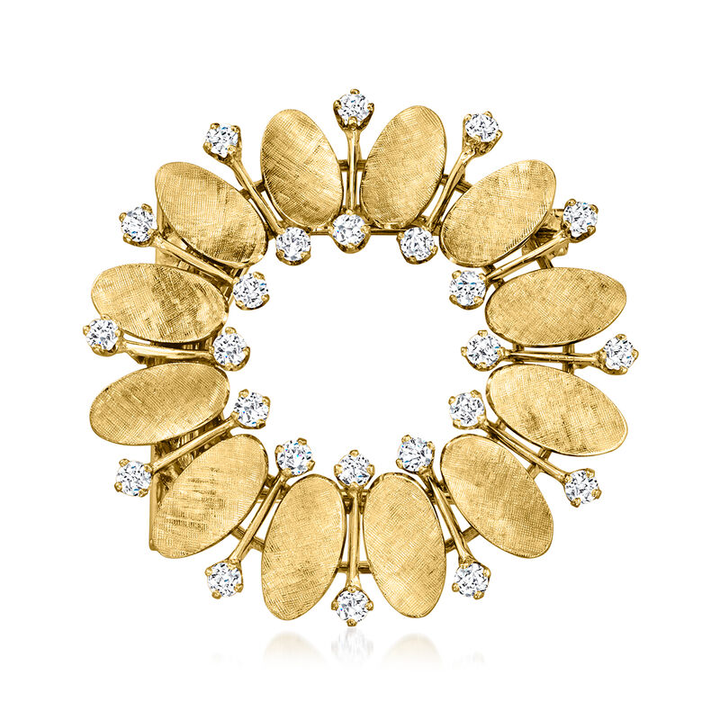 C. 1980 Vintage Piaget 1.20 ct. t.w. Diamond Flower Pin in 18kt Yellow Gold image number 0