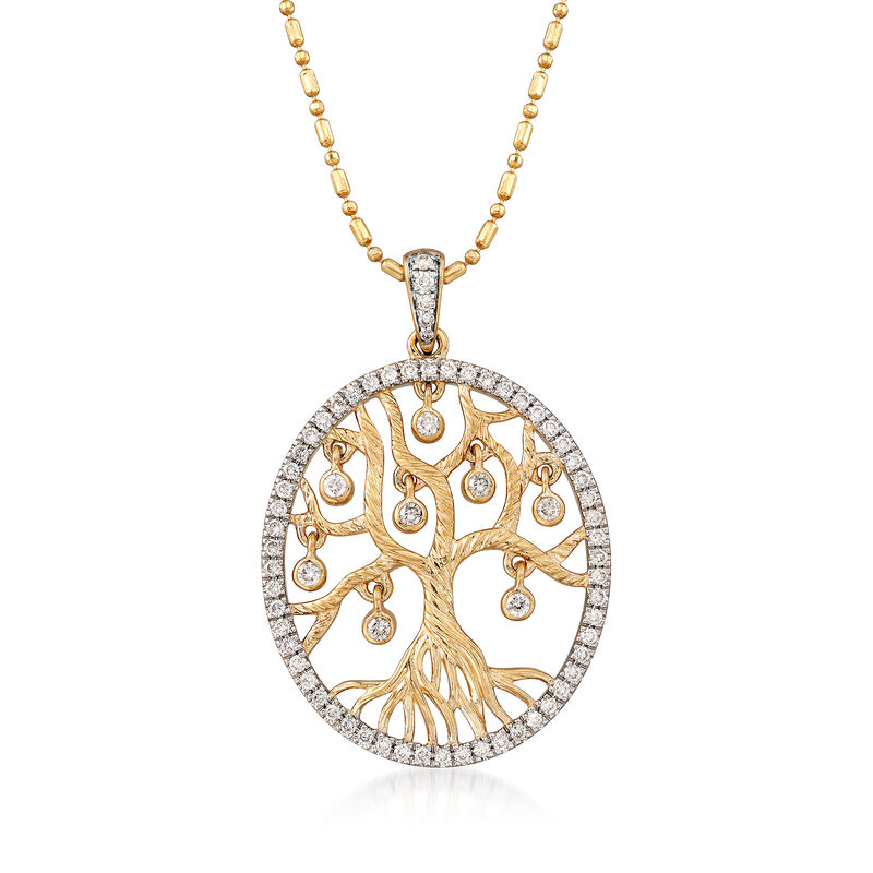 .48 ct. t.w. Diamond Tree of Life Pendant Necklace in 14kt Yellow Gold. 18&quot; image number 1