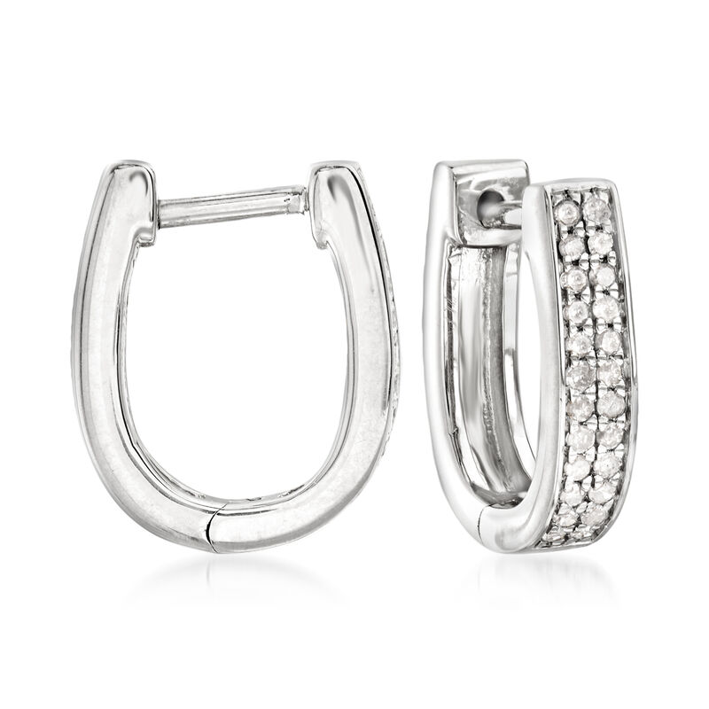 .25 ct. t.w. Diamond Oval Hoop Earrings in Sterling Silver image number 0