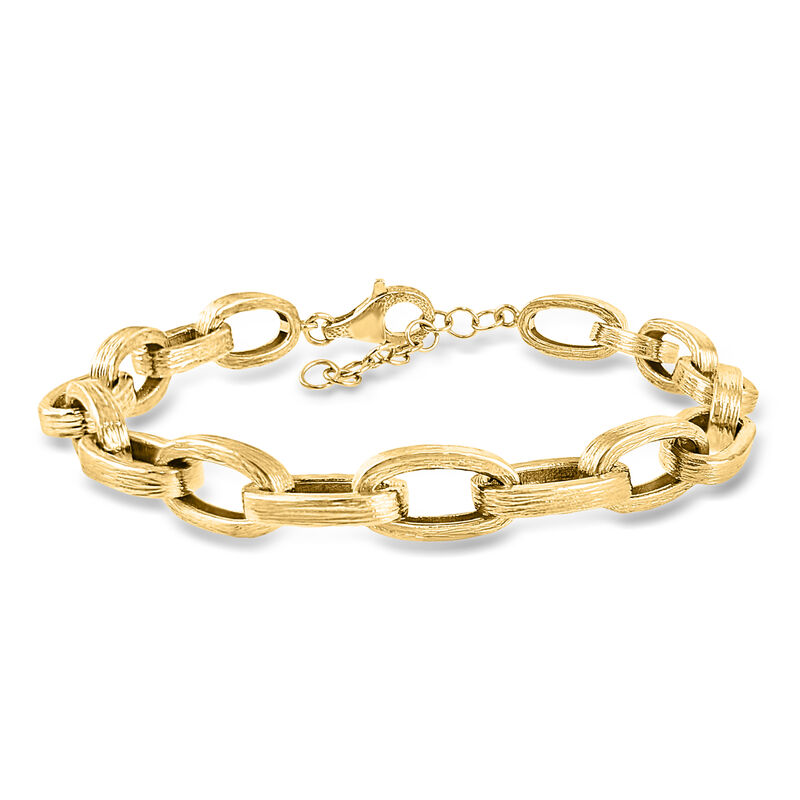18kt Gold Over Sterling Oval-Link Bracelet. 7" image number 0
