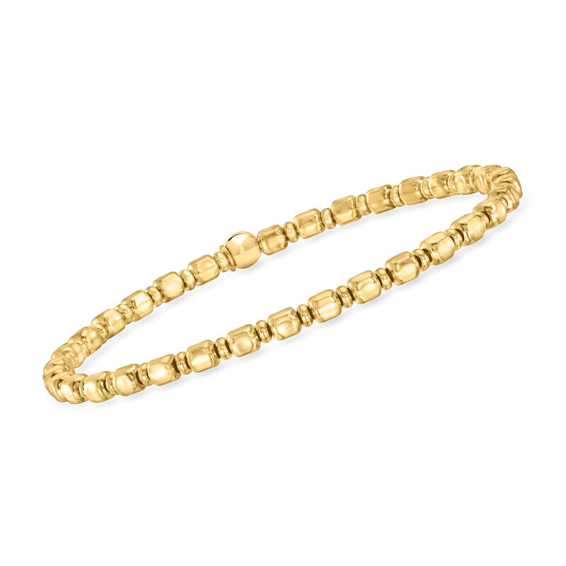 Italian 18kt Gold Vermeil Square and Round Bead Stretch Bracelet image number 0