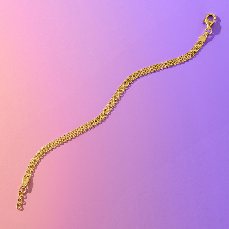 Italian 3.7mm 18kt Gold Vermeil Bismark-Link Bracelet. 6.5&quot; image number 2