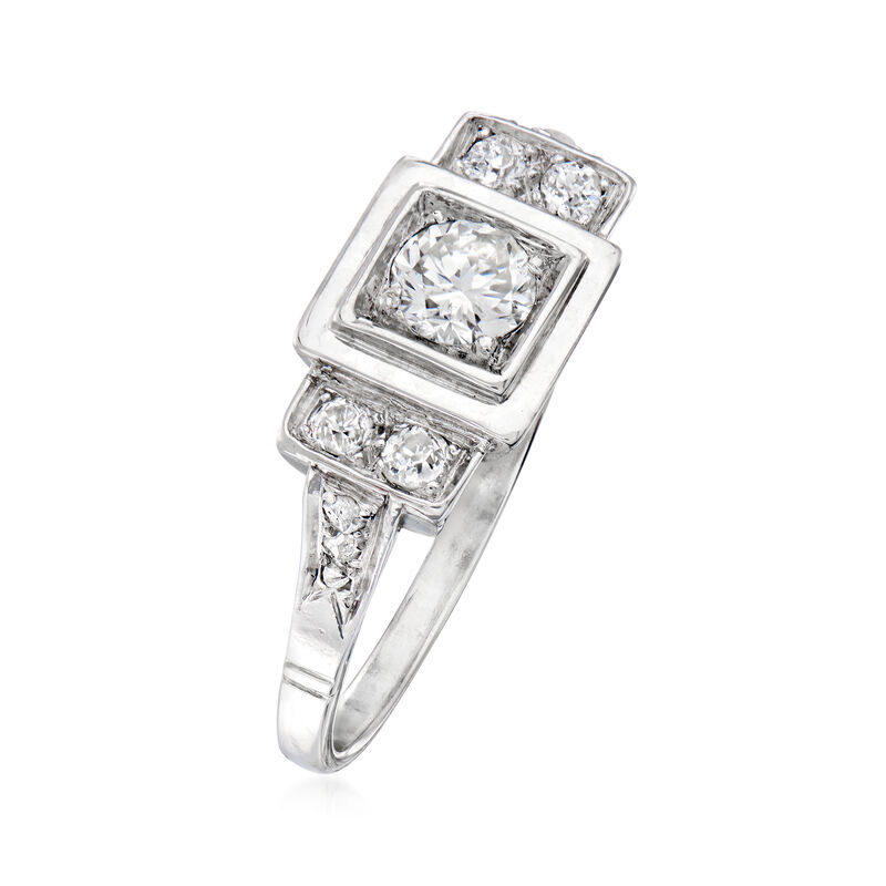 C. 1950 Vintage .65 ct. t.w. Diamond Ring in Platinum. Size 7 image number 2