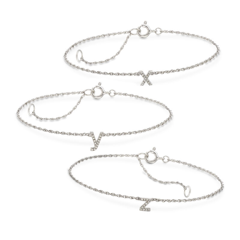 Diamond Accent Mini Initial Bracelet in Sterling Silver image number 0