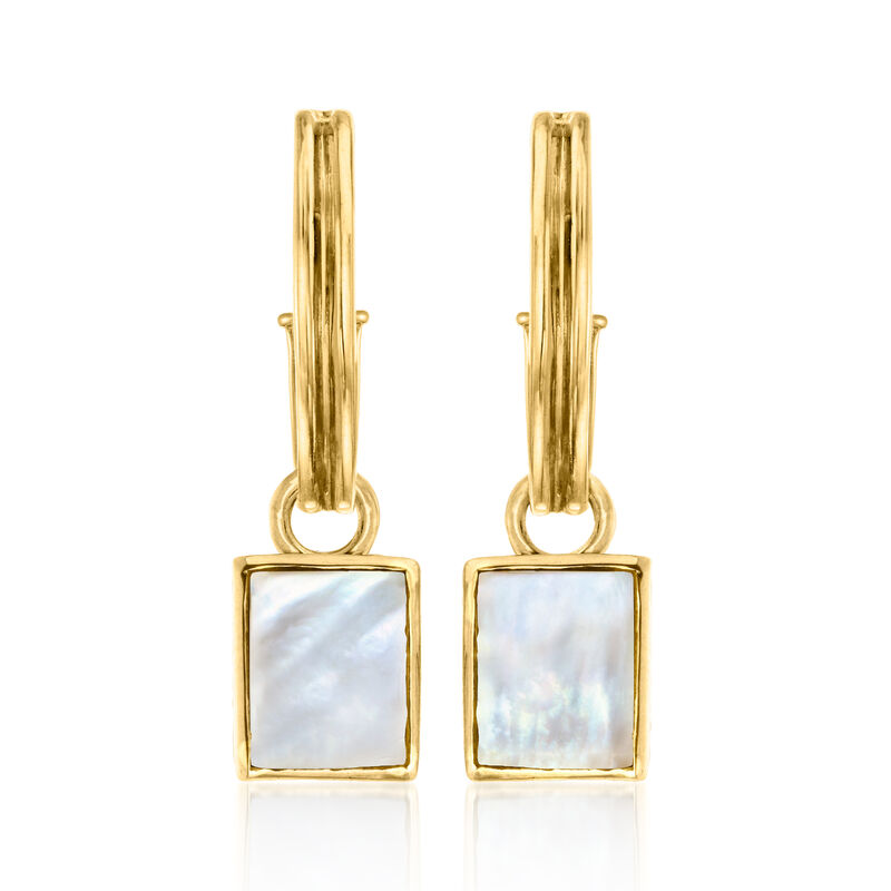 18kt Gold Over Sterling Hoop Earrings with Three Pairs of Interchangeable Multi-Gemstone Drops  image number 4