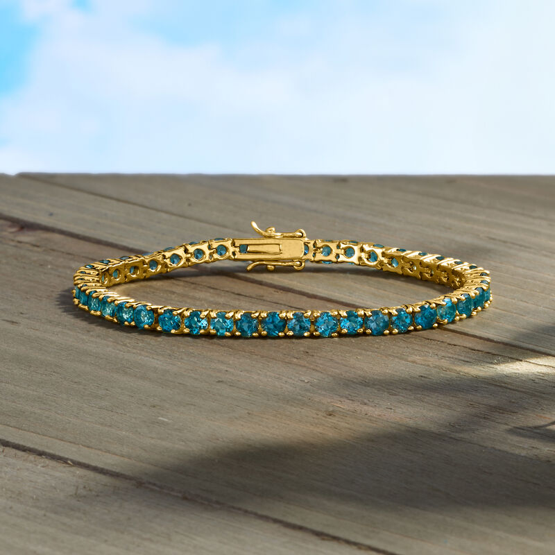 12.00 ct. t.w. London Blue Topaz Tennis Bracelet in 18kt Gold Over Sterling image number 2