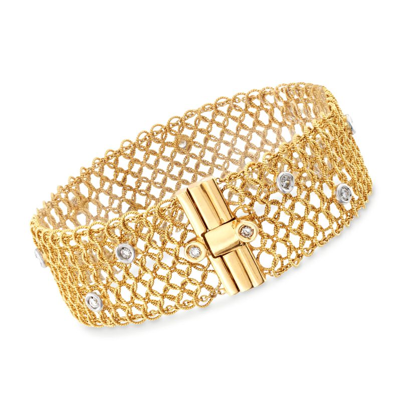 C. 1980 Vintage .50 ct. t.w. Diamond Mesh Bracelet in 18kt Yellow Gold image number 2