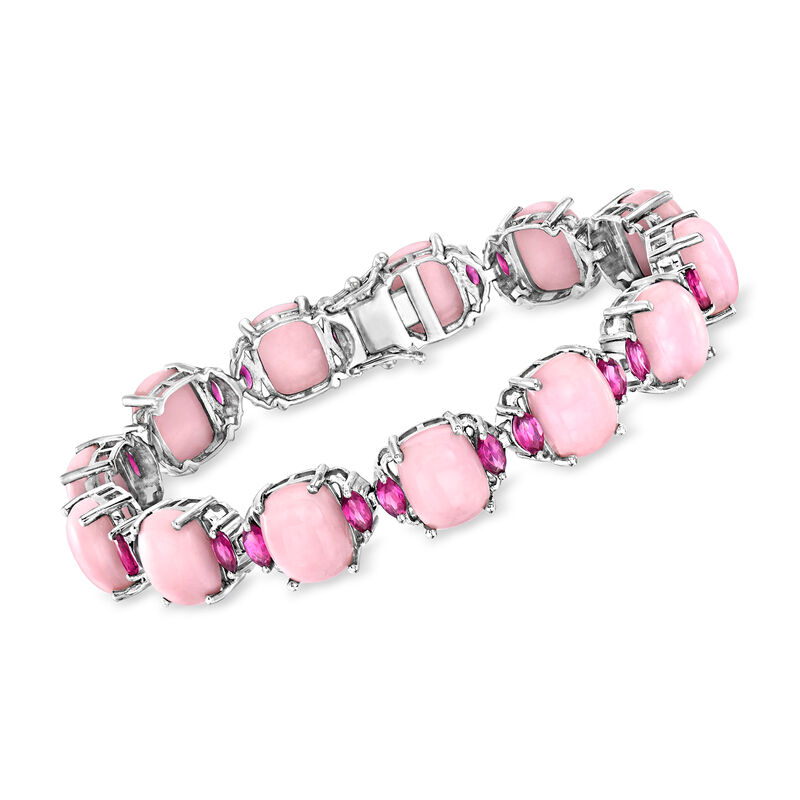 Pink Opal and 4.00 ct. t.w. Rhodolite Garnet Bracelet in Sterling Silver image number 0
