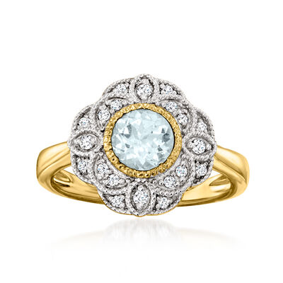 .70 Carat Aquamarine Ring with .20 ct. t.w. White Topaz in 18kt Gold Over Sterling