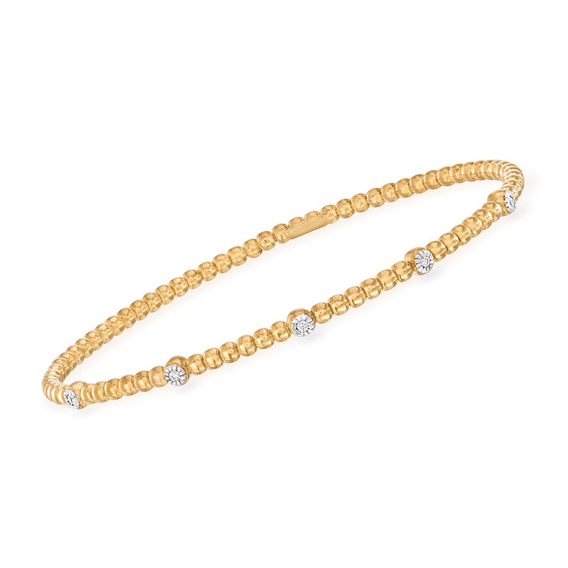 Phillip Gavriel &quot;Popcorn&quot; 14kt Yellow Gold Beaded Cuff Bracelet with Diamond Accents. 7.5&quot; image number 0