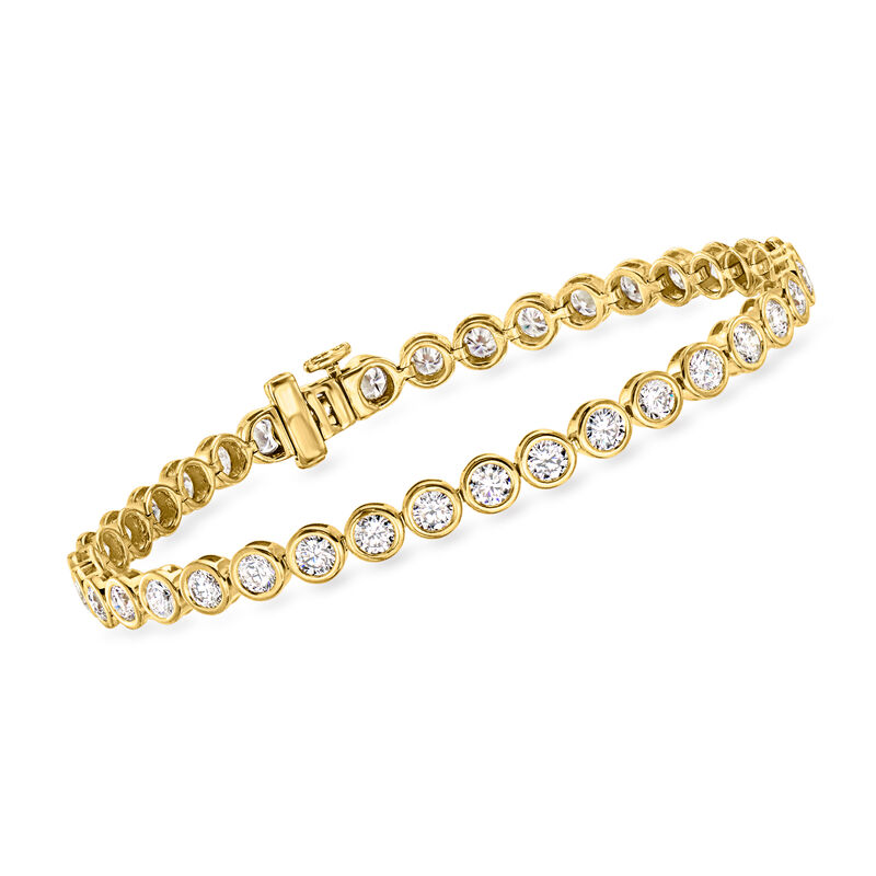 5.00 ct. t.w. Bezel-Set Lab-Grown Diamond Bracelet in 18kt Gold Over Sterling. 7" image number 0