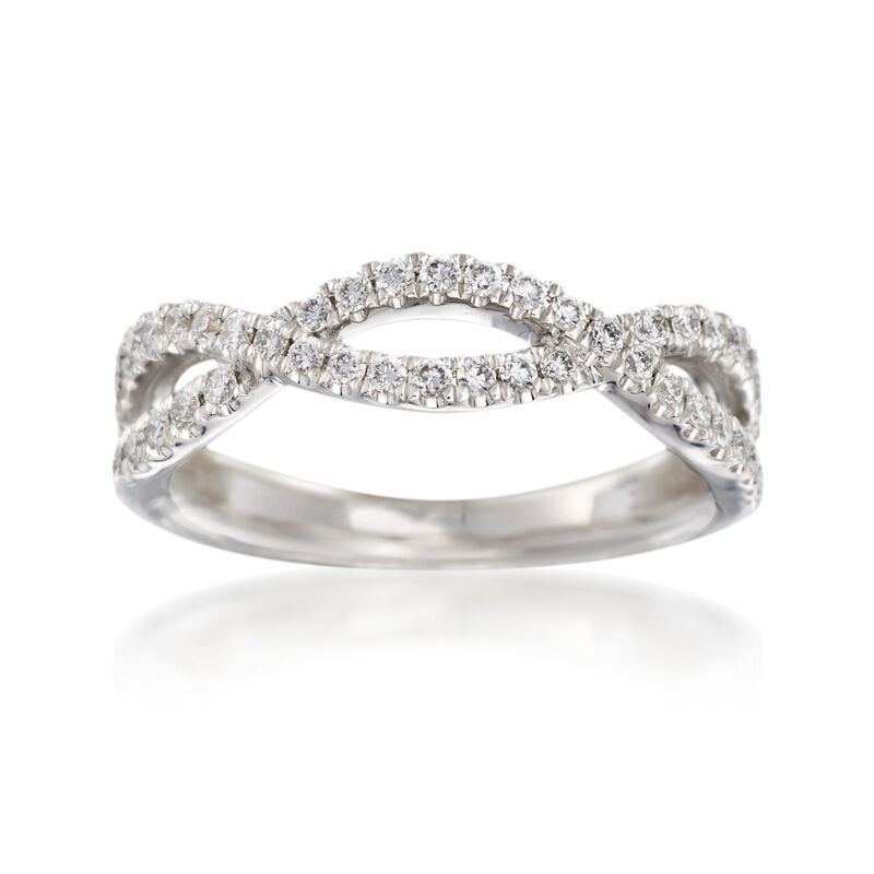 Henri Daussi .35 ct. t.w. Diamond Twisted Wedding Ring in 18kt White Gold image number 0