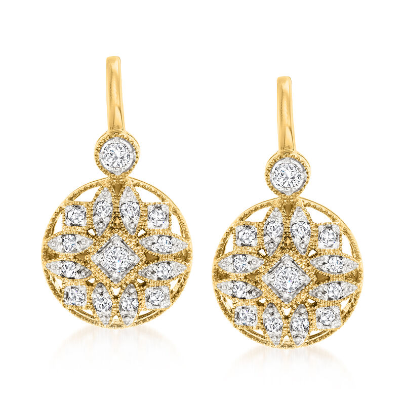.50 ct. t.w. Diamond Vintage-Style Drop Earrings in 18kt Gold Over Sterling image number 0