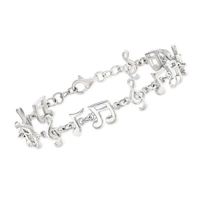 Sterling Silver Musical Note Bracelet