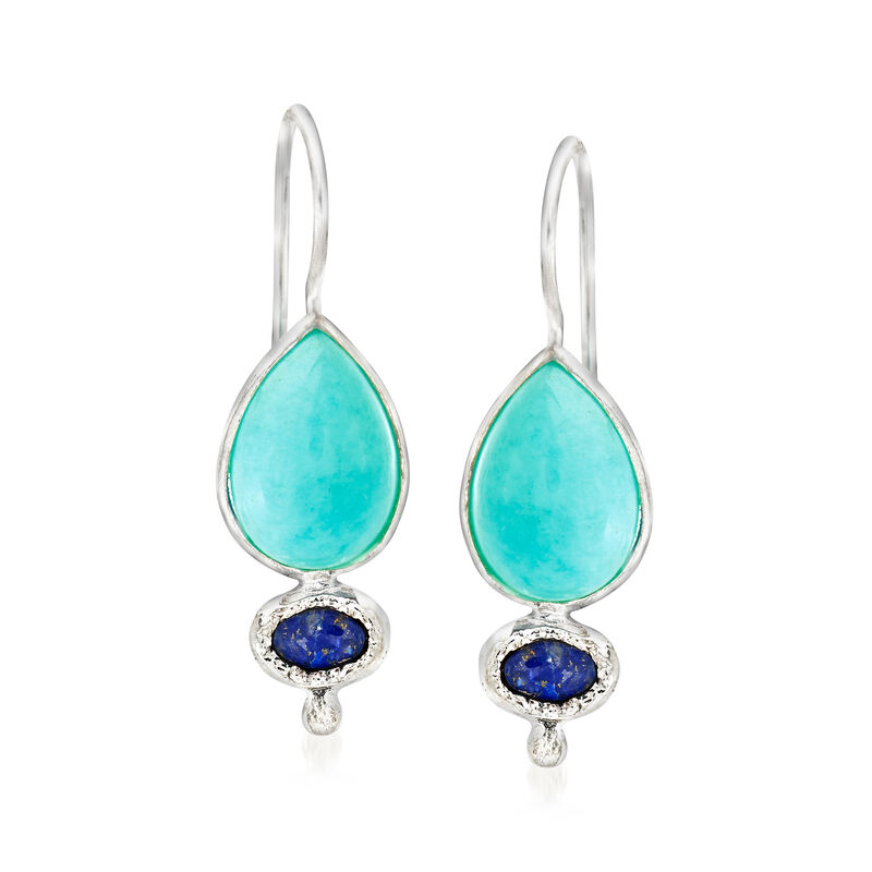 Amazonite and Lapis Drop Earrings in Sterling Silver image number 0