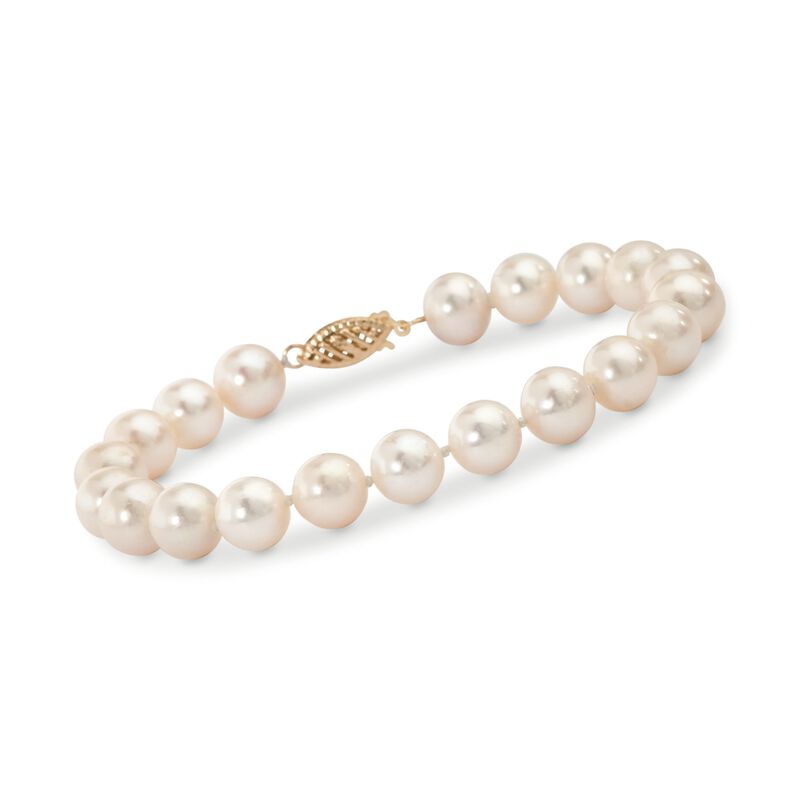 8-8.5mm Cultured Pearl Bracelet with 14kt Yellow Gold Clasp image number 0