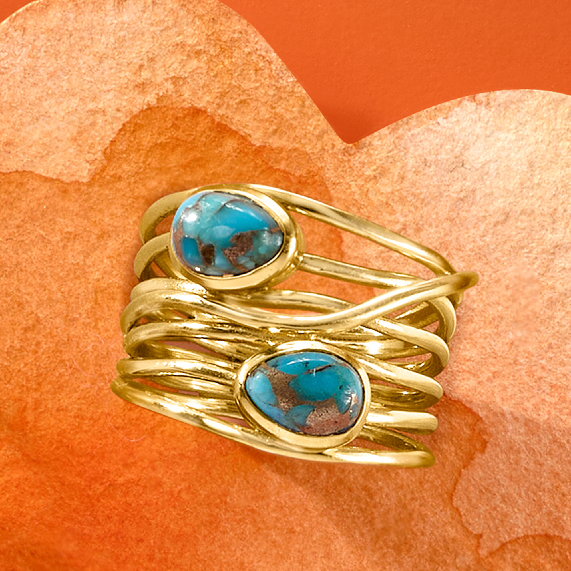 Turquoise Highway Ring in 18kt Gold Over Sterling | Ross Simons