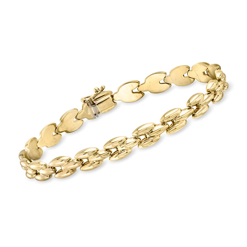 C. 2000 Vintage 14kt Yellow Gold Fancy-Link Bracelet. 7" image number 0