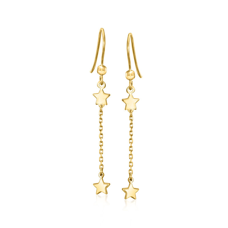 Italian 10kt Yellow Gold Star Drop Earrings  image number 0