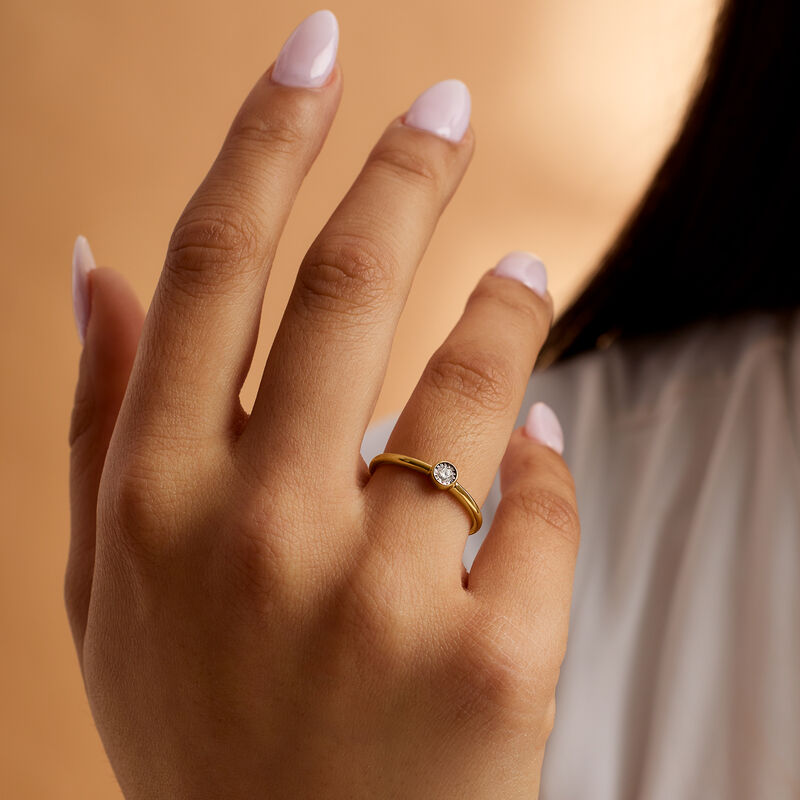 Bezel-Set Diamond-Accented Ring in 14kt Yellow Gold image number 4