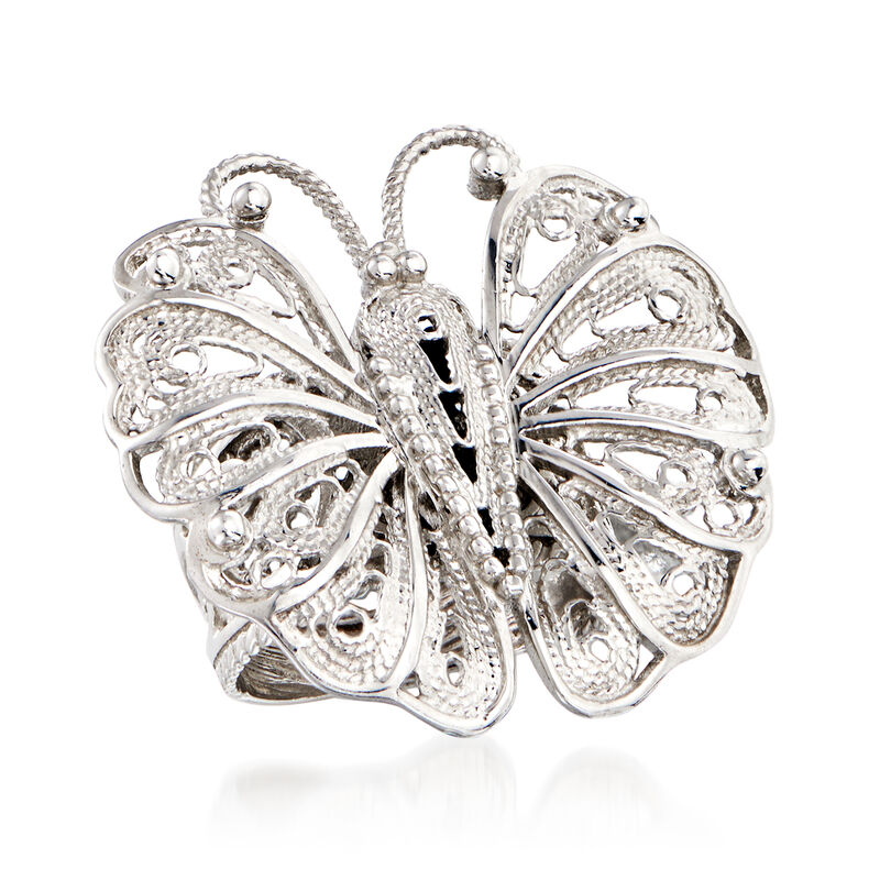 Sterling Silver Filigree Butterfly Ring image number 3