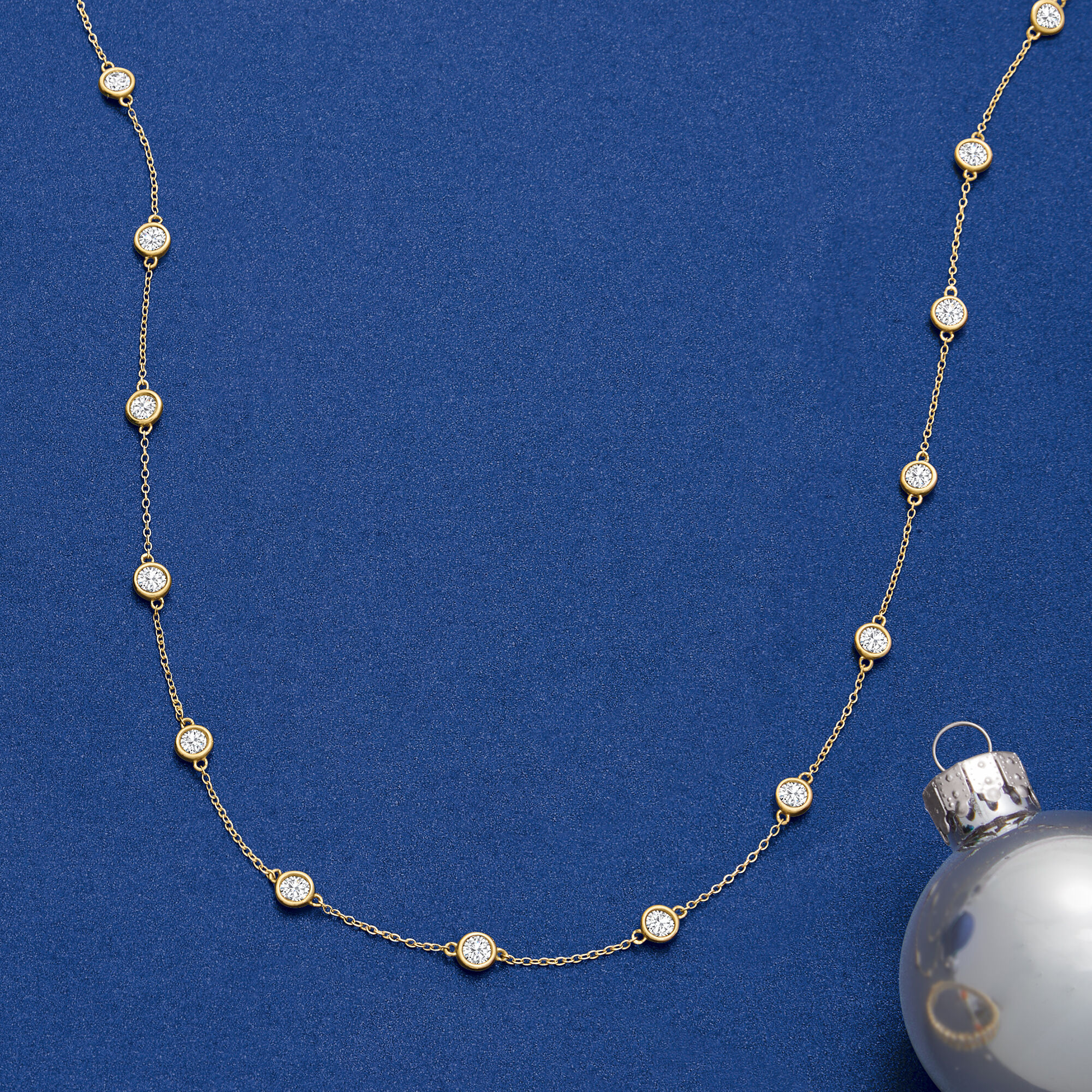 2.00 ct. t.w. Bezel Set Diamond Station Necklace in 14kt Yellow Gold