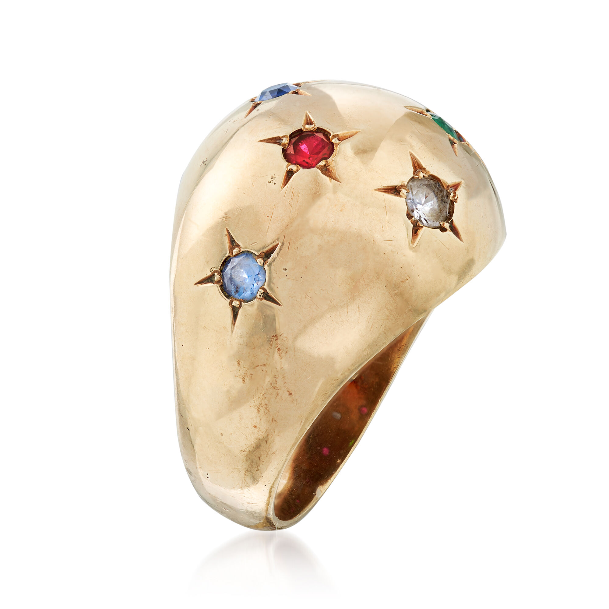 C. 1970 Vintage Synthetic Multi-Stone Dome Ring in 10kt