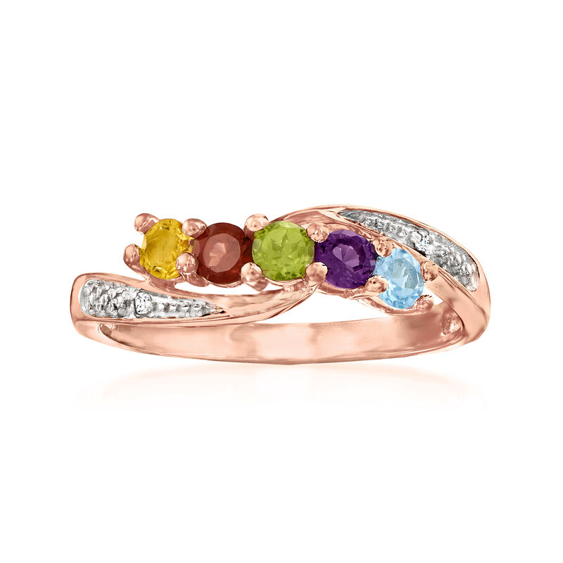Personalized Birthstone Ring with Diamond Accents in 14kt Gold image number 3