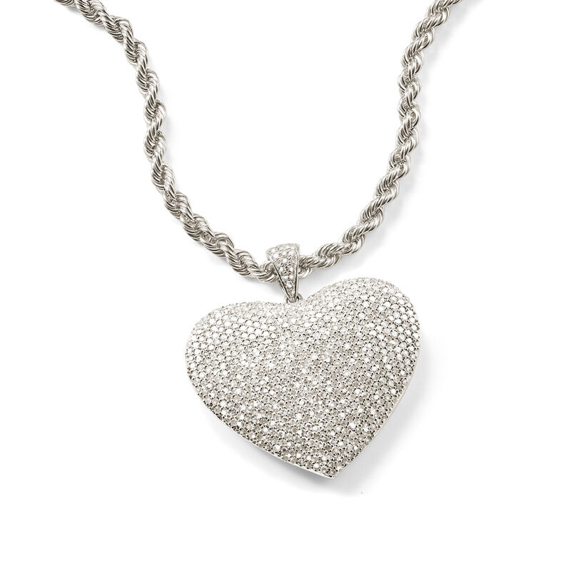 5.00 ct. t.w. Pave Diamond Heart Pendant in Sterling Silver image number 2