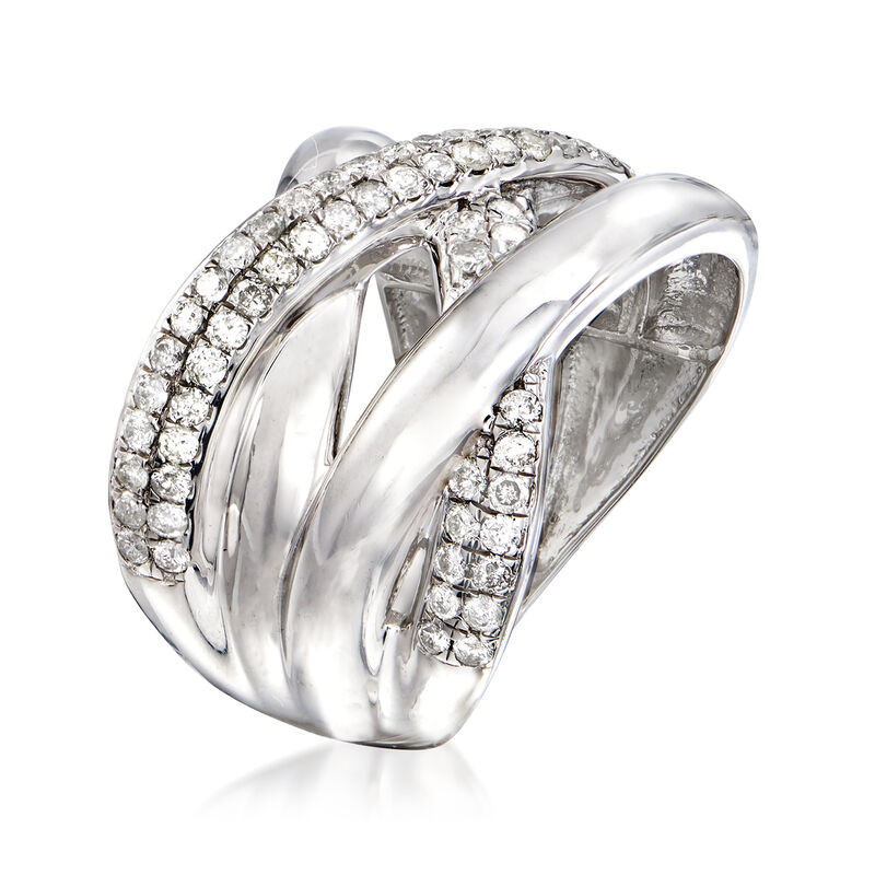 1.00 ct. t.w. Pave Diamond Highway Ring in Sterling Silver image number 2