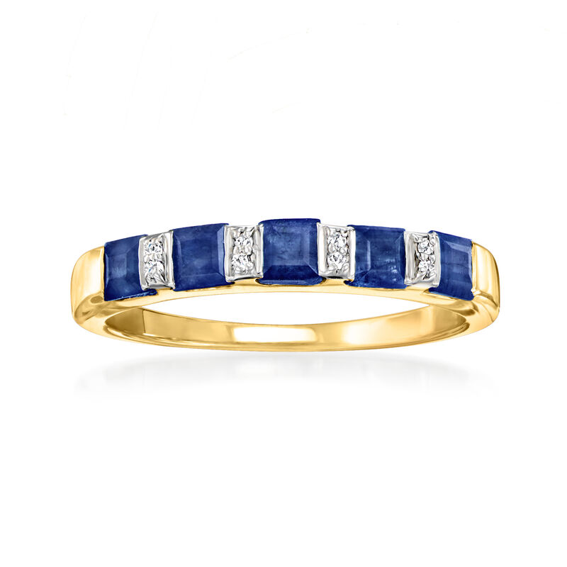 1.30 ct. t.w. Sapphire Ring with Diamonds in 18kt Gold Over Sterling image number 0