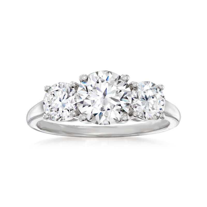 2.25 ct. t.w. Moissanite Three-Stone Ring in Sterling Silver image number 0
