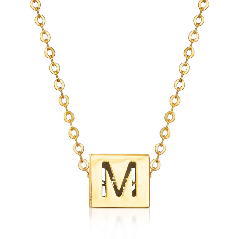 Italian 14kt Yellow Gold Initial Cube Necklace image number 0