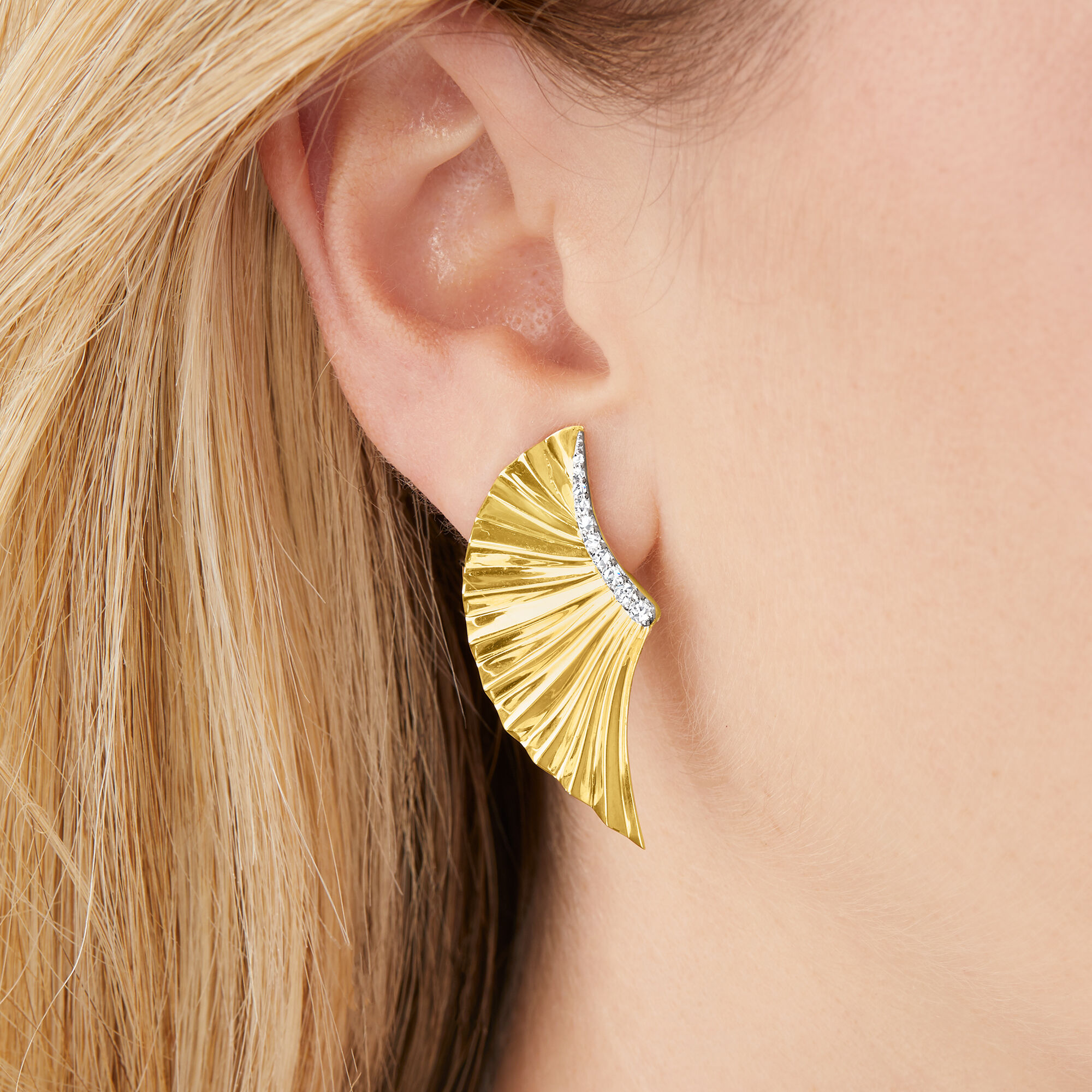 Yellow fan earrings online