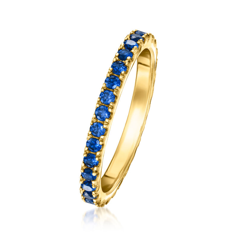 1.10 ct. t.w. Lab-Grown Sapphire Eternity Band in 18kt Gold Vermeil image number 2