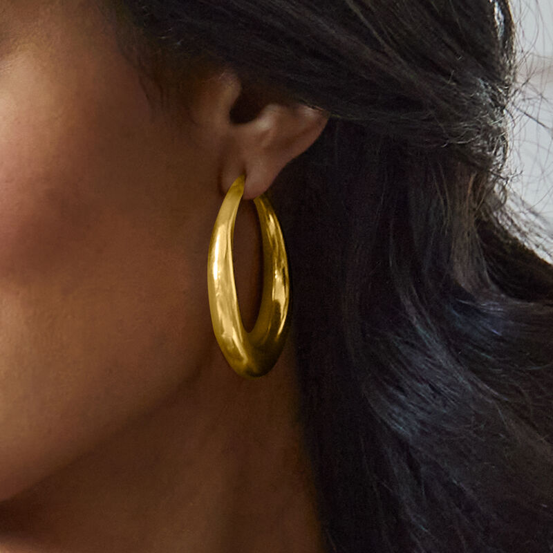 Italian 18kt Gold Over Sterling Hoop Earrings. 2&quot; image number 2