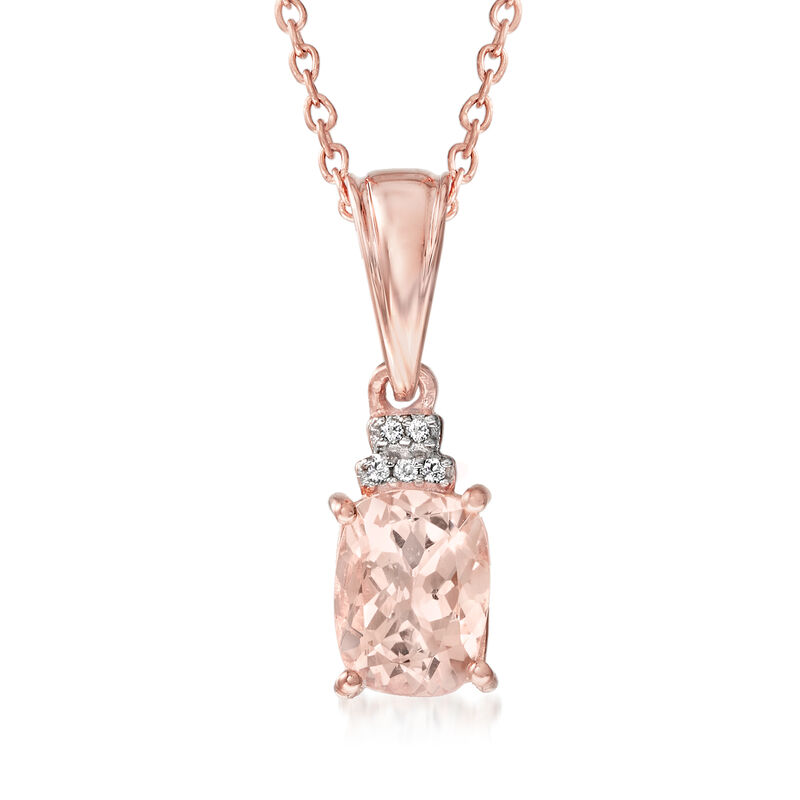 1.05 Carat Morganite Pendant Necklace with White Topaz Accents in 18kt Rose Gold Over Sterling. 18&quot; image number 1
