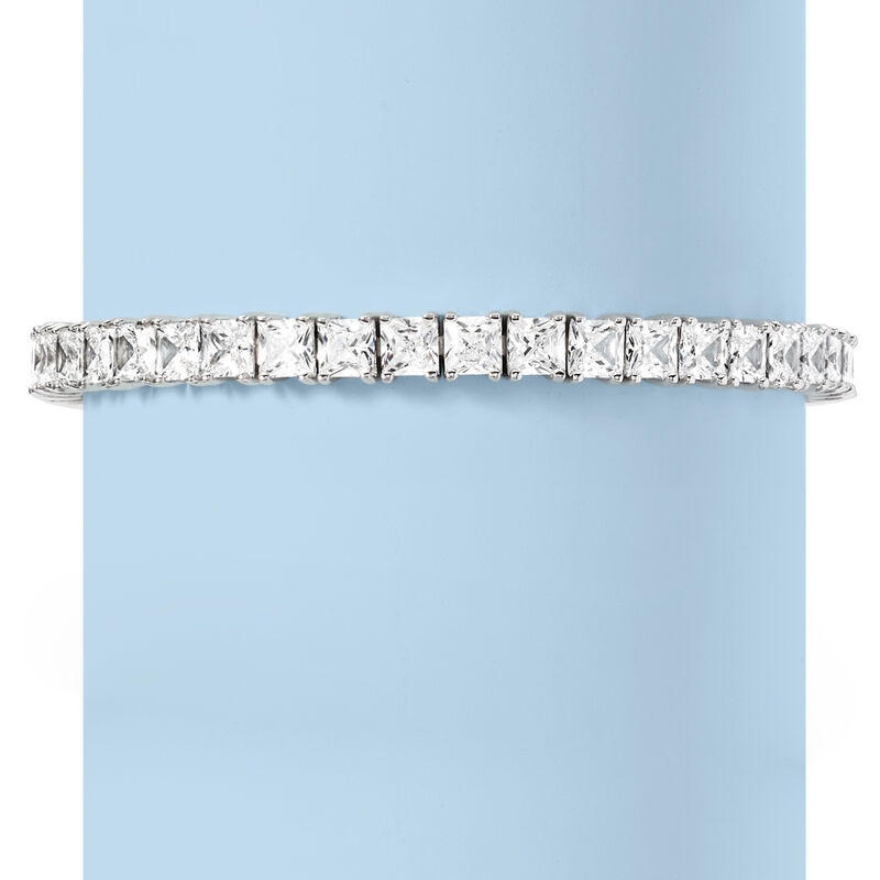 16.00 ct. t.w. Princess-Cut CZ Tennis Bracelet in Sterling Silver image number 2