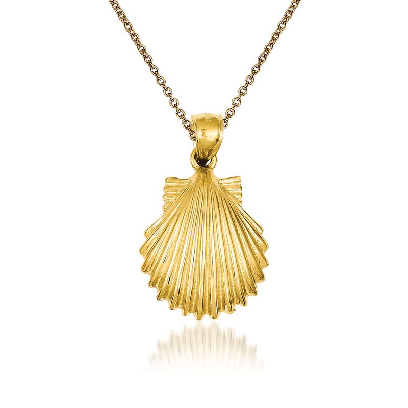 14kt Yellow Gold Scallop Shell Pendant Necklace image number 0