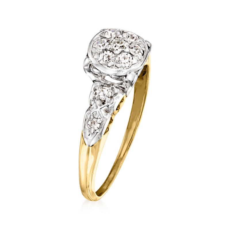 C. 1950 Vintage .35 ct. t.w. Diamond Cluster Ring in Platinum and 14kt Yellow Gold. Size 6.5 image number 2