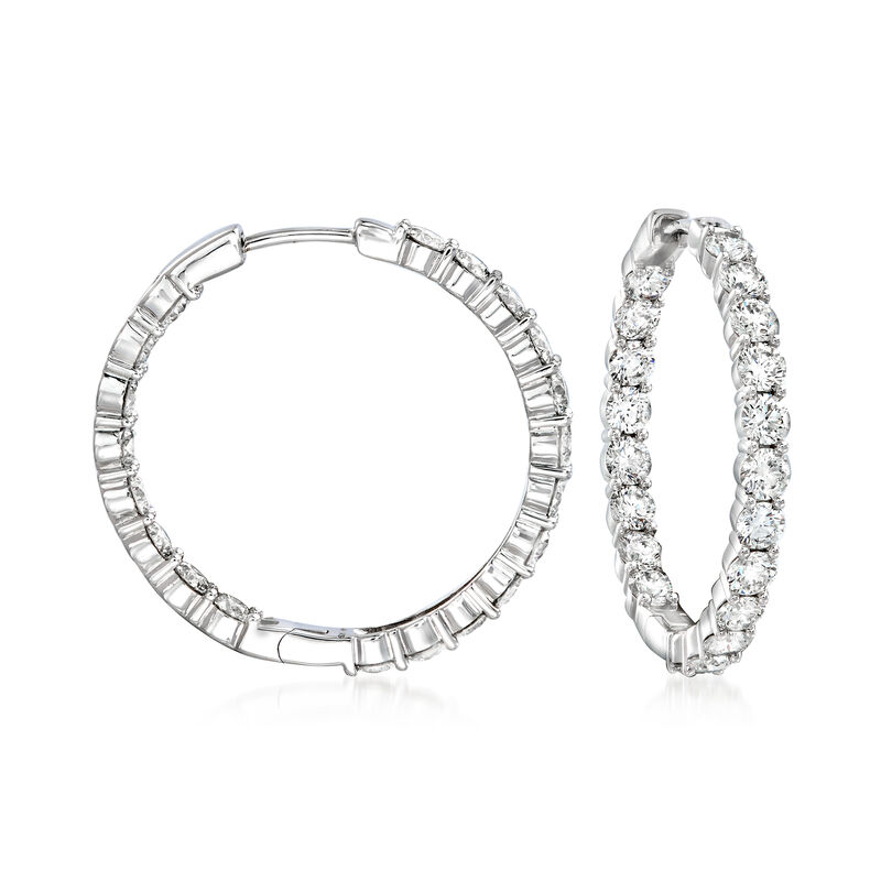 4.00 ct. t.w. Diamond Inside-Outside Hoop Earrings in 14kt White Gold. 1&quot; image number 0