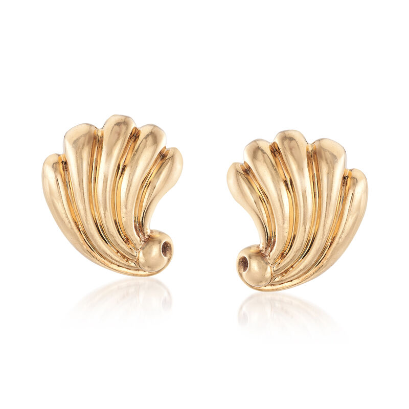 C. 1960 Vintage Tiffany Jewelry 14kt Yellow Gold Scallop Clip Earrings  image number 0